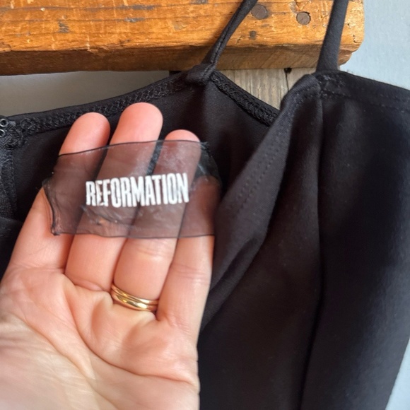 Reformation Aphelia Mini Dress Womens Size‎ XS Black Fringe Trim Strap Boho Chic - Picture 2 of 7